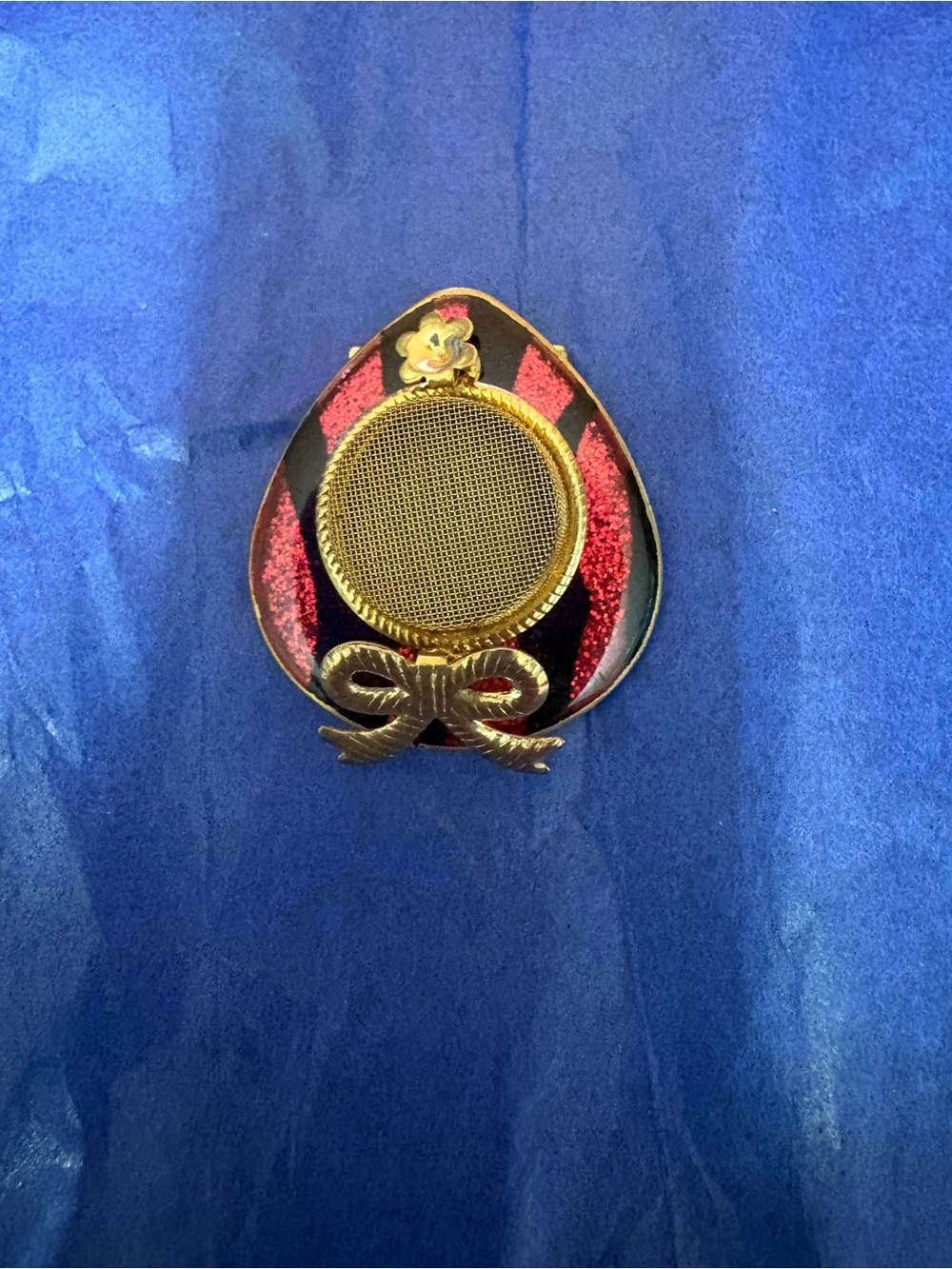 Gold and Red Enamel Decorative Brooch - Women Jewelry